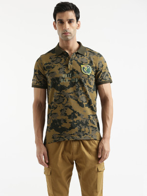 WROGN Printed, Typography Men Polo Neck Green T-Shirt