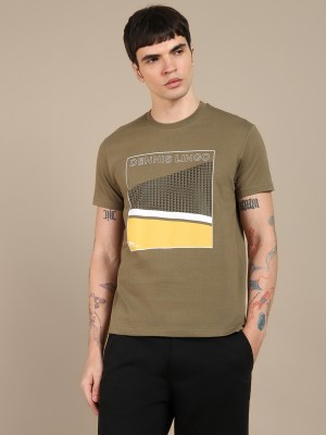 Dennis Lingo Printed, Typography Men Round Neck Green T-Shirt
