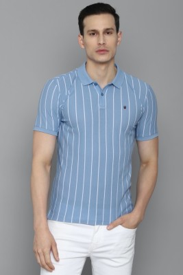 LOUIS PHILIPPE Striped Men Polo Neck Blue T-Shirt