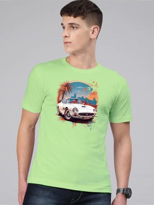 Jack Paris Printed Men Round Neck Light Green T-Shirt