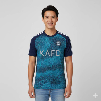 Thiva Printed Men Round Neck Blue T-Shirt