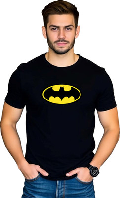 JEDFER Graphic Print, Superhero Men Round Neck Black T-Shirt