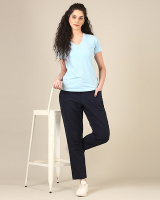 Boldcurve Fashion Solid Women V Neck Beige T-Shirt