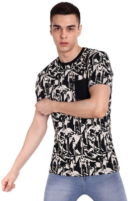 one sky Printed Men Round Neck Black T-Shirt
