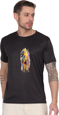 StutiUnique Printed Men Round Neck Black T-Shirt