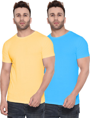Kroptee Solid Men Round Neck Multicolor T-Shirt