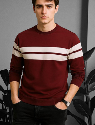 FASHIUM Solid Men Round Neck Maroon T-Shirt
