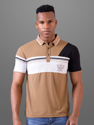 INVICTUS Self Design Men Polo Neck Brown T-Shirt