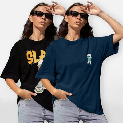 METRONAUT Printed Women Round Neck Multicolor T-Shirt