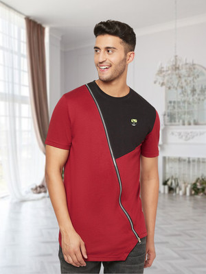 METRONAUT Colorblock Men Round Neck Maroon, Black T-Shirt