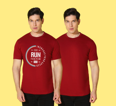 WOOSTRO Typography Men Round Neck Red T-Shirt