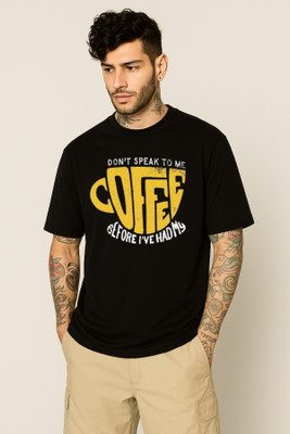THEYOUNGESTTEE Printed Men Round Neck Black T-Shirt