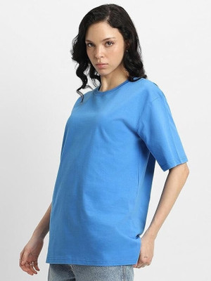 Apachee Solid Women Round Neck Pink T-Shirt