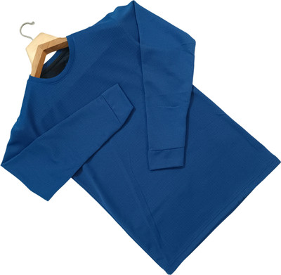 HOC Solid Men Round Neck Light Blue T-Shirt