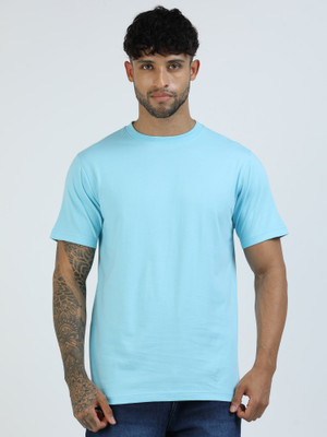 Chill Factor Solid Men Round Neck Light Blue T-Shirt