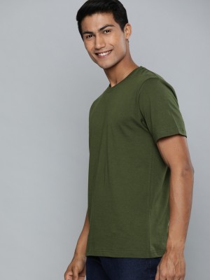 London Crew Solid Men Round Neck Green T-Shirt