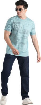 THE STYLO SOUL Typography Men Round Neck Light Green T-Shirt