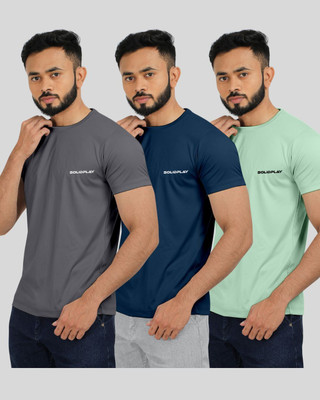 INDICLUB Printed Men Round Neck Grey, Blue, Light Green T-Shirt