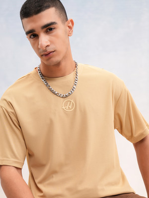 HIGHLANDER Printed Men Round Neck Beige T-Shirt