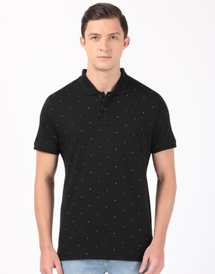 JOCKEY Printed Men Polo Neck Black T-Shirt