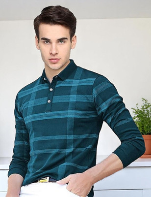 Autna Printed Men Polo Neck Blue T-Shirt
