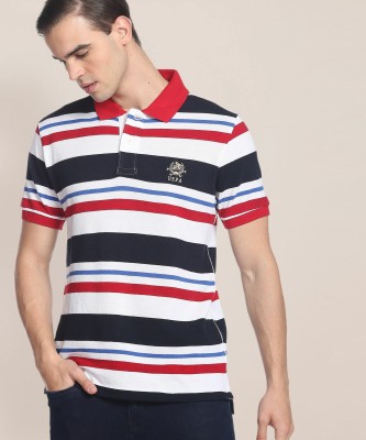 U.S. POLO ASSN. Striped Men Polo Neck Multicolor T-Shirt