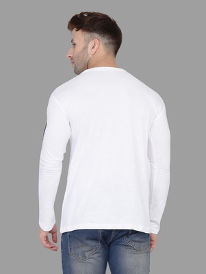 tfurnish Printed Men V Neck White T-Shirt