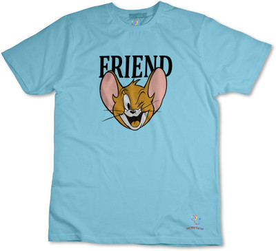 THE PRINT PLATTER Typography Men Round Neck Light Blue T-Shirt