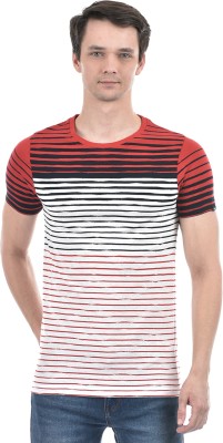 NUMERO UNO Striped Men Round Neck White T-Shirt