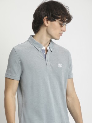 THE BEAR HOUSE Solid Men Polo Neck Grey T-Shirt