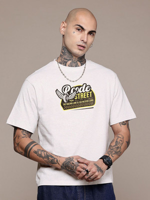 R.Code by The Roadster Life Co. Graphic Print Men Round Neck White T-Shirt