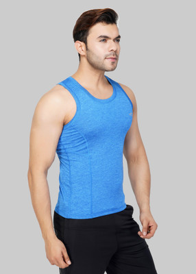 VECTOR X Self Design Men Round Neck Blue T-Shirt