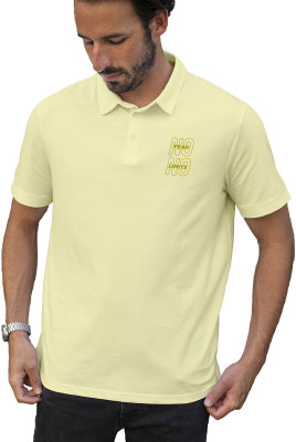 Fighterheero Printed Men Polo Neck Yellow T-Shirt