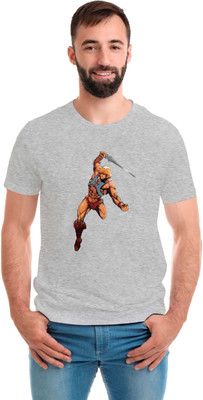 SmarTee Street Geometric Print Men Round Neck Grey T-Shirt