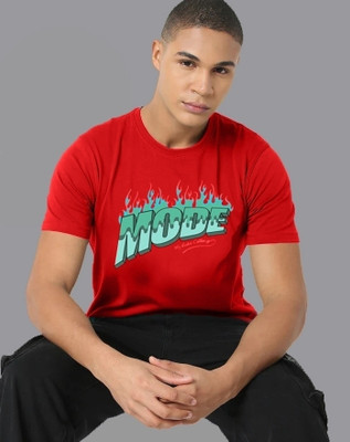 ALONE EAGLE Printed Men Round Neck Red T-Shirt