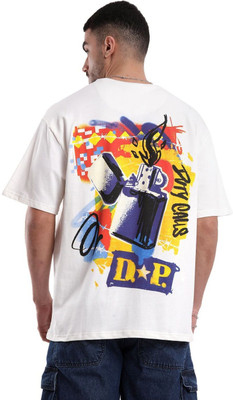 WROGN Printed Men Crew Neck White T-Shirt