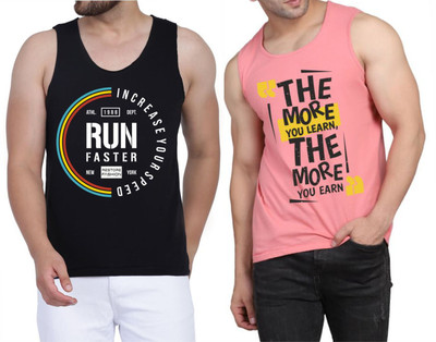 WOOSTRO Printed Men Scoop Neck Black, Pink T-Shirt