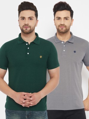 The Million Club Solid Men Polo Neck Green T-Shirt