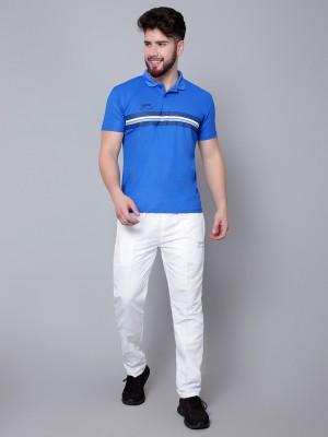 SHIV-NARESH Solid Men Polo Neck Blue T-Shirt