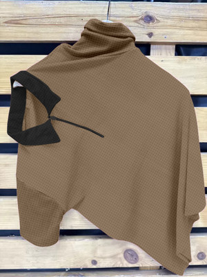 KAJARU Self Design Men Polo Neck Brown T-Shirt