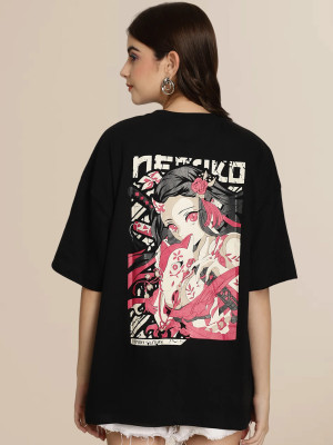DreamBe Printed Women Round Neck Black T-Shirt