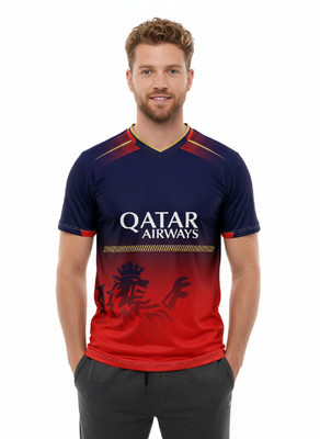PRASEL Printed Men V Neck Red T-Shirt