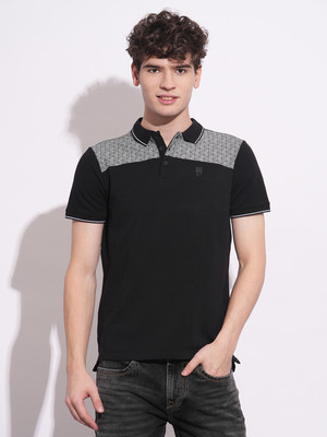 BEING HUMAN Solid Men Polo Neck Black T-Shirt
