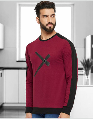 FASHIUM Printed Men Round Neck Maroon T-Shirt