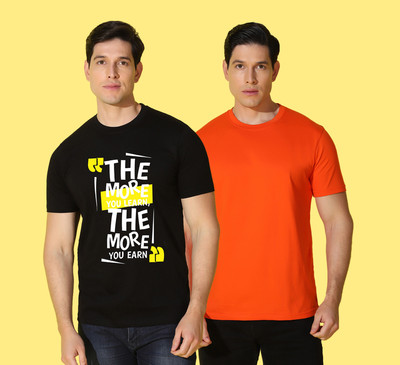 WOOSTRO Printed, Solid Men Round Neck Multicolor T-Shirt