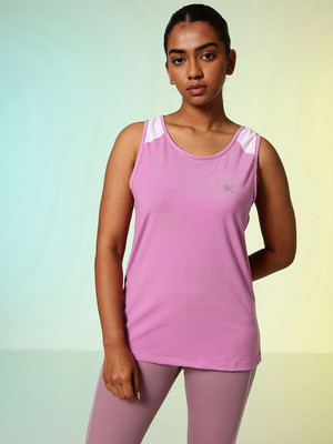 HRX by Hrithik Roshan Solid Women Round Neck Purple T-Shirt