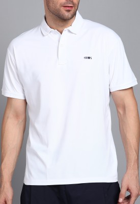 3BROS Solid Men Polo Neck White T-Shirt