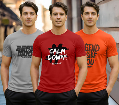 Leotude Graphic Print Men Round Neck Multicolor T-Shirt