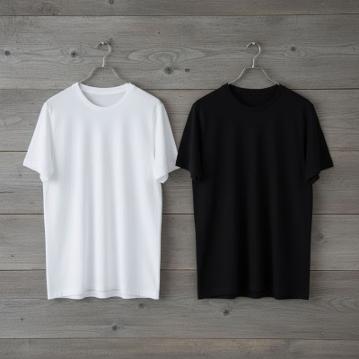 3cheaters Solid Men Round Neck Black, White T-Shirt