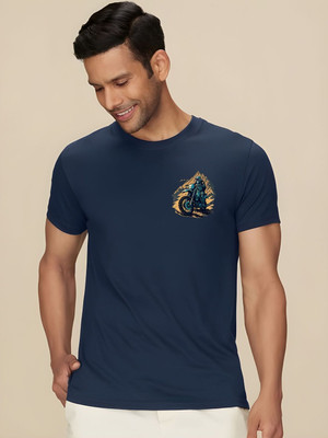 SZN Graphic Print Men Round Neck Dark Blue T-Shirt